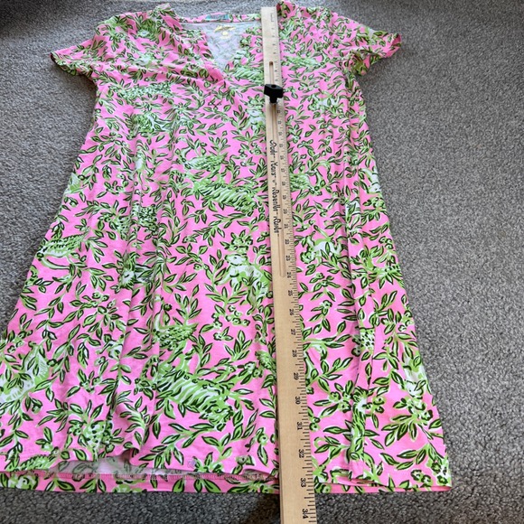 Lilly Pulitzer Dress Womens Small Pink Green Tiger Floral Pima Cotton Mini - Picture 12 of 12
